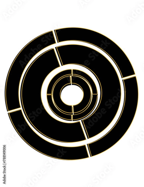 Fototapeta A black circle with multiple circle shape inside