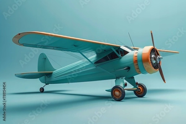 Fototapeta 3D model of a plane, travel concept