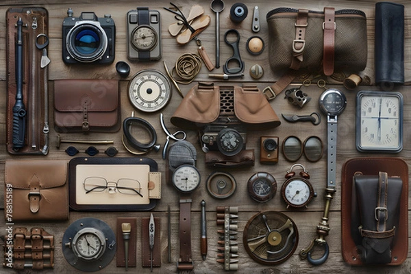 Fototapeta photographer new things knolling realistic photo