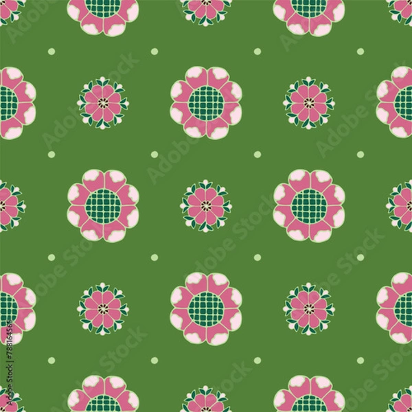 Obraz Vector avocado seamless pattern background: Pink Rosettes.