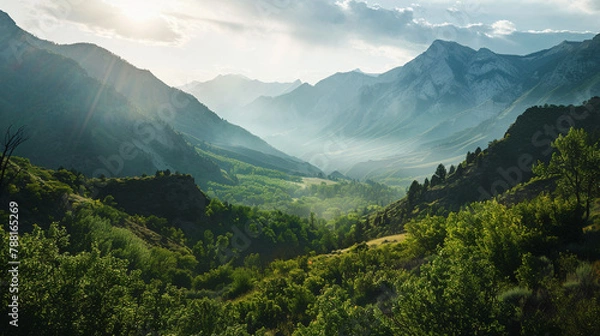 Fototapeta Moutain natural landscape with clouds and daylight