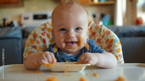 Fototapeta BabyFriendly Recipes Provide recipes and meal ideas for introducing babies to solid foods, including homemade purees, finger foods, and nutritious meals tailored to their developmental stage and dieta