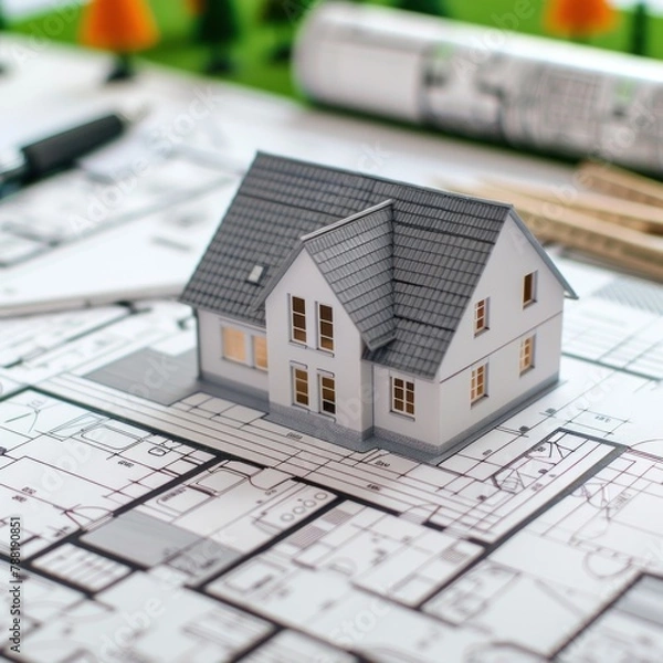 Fototapeta Constructing a new home requires meticulous planning, skilled labor, and quality materials to ensure durability and functionality.