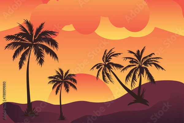Fototapeta Free vector gradient summer illustration Palm tree concept illustration Free vector  