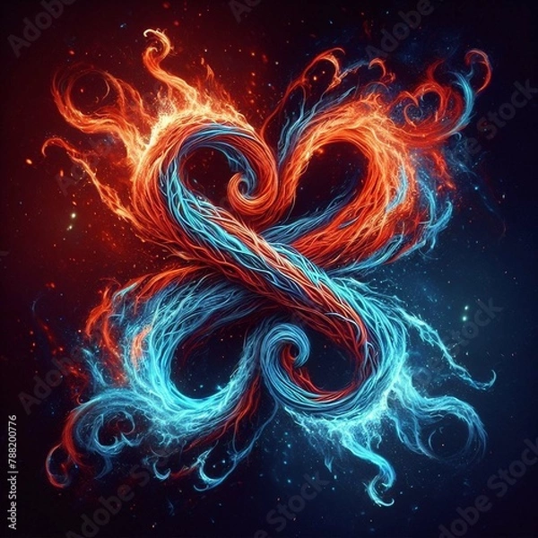 Fototapeta Twin flame couple. Soulmates. The concept of magical, esoteric, tantric, spiritual love. Connection between souls. Illustration for websites and much more. Created using generative ai tools.
