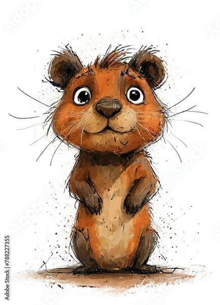Obraz Busy Beaver. Charming Watercolor Print for Wildlife Enthusiasts