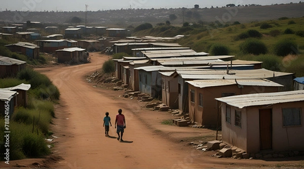 Obraz South African informal settlement poverty. Generative.AI