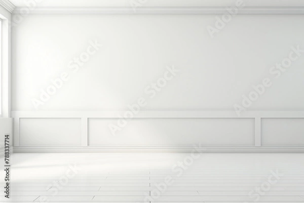 Fototapeta 3d rendering of a white empty room with two vases and a white wall