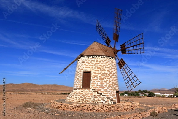 Fototapeta Tefia windmill Fuerteventura at Canary Islands of Spain