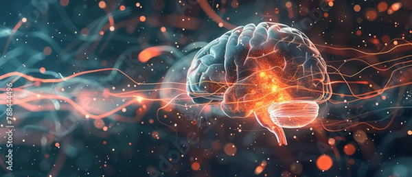 Obraz Humain brain in activity, neuronal connection, brain power