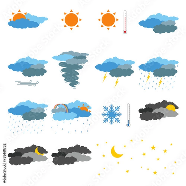 Obraz set of weather icons