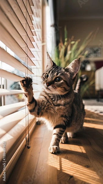 Obraz Cat playing with shades