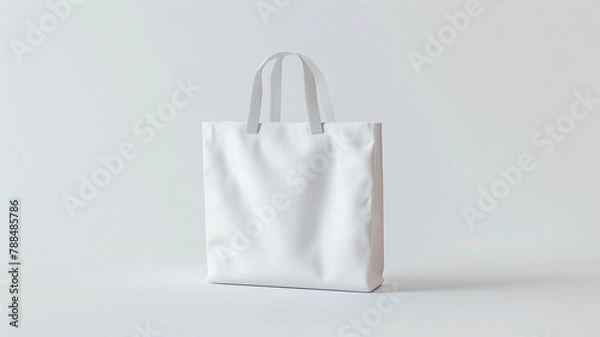 Fototapeta White Shopping Bag on Plain Background mockup copy space banner header. 