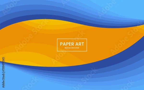 Obraz yellow blue background. Luxury paper cut background. Vector illustration concept for banner