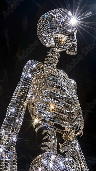 Obraz skeleton full body covered of crystals diamonds