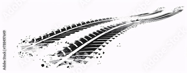Fototapeta set of vector illustrations tire tracks on white background