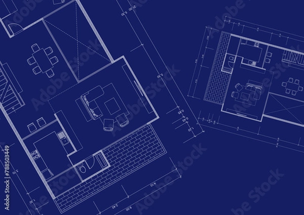 Obraz Write a blueprint architecture for building.

