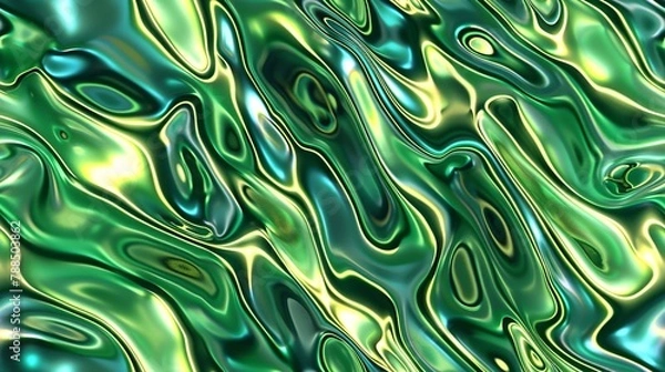 Obraz trippy liquid green metal chrome autostereogram optical