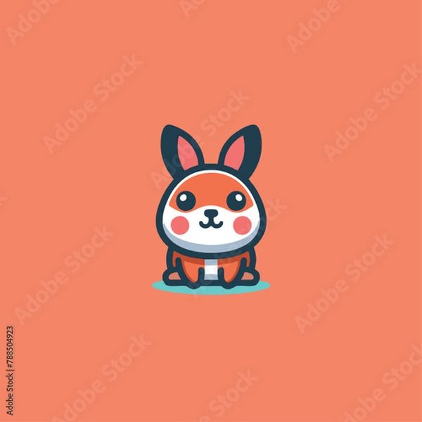 Obraz Long eared squirrel kawaii logo, cute sticker, Cute squirrel brand mascot cartoon character, Animal Logo, Vector illustration of cute shape squirrel