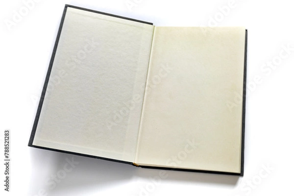 Fototapeta open book on isolated white background, blank pages