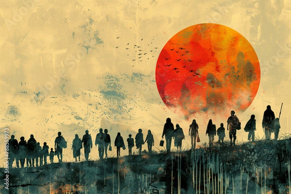 Obraz World Refugee Day Poster Design Generative AI