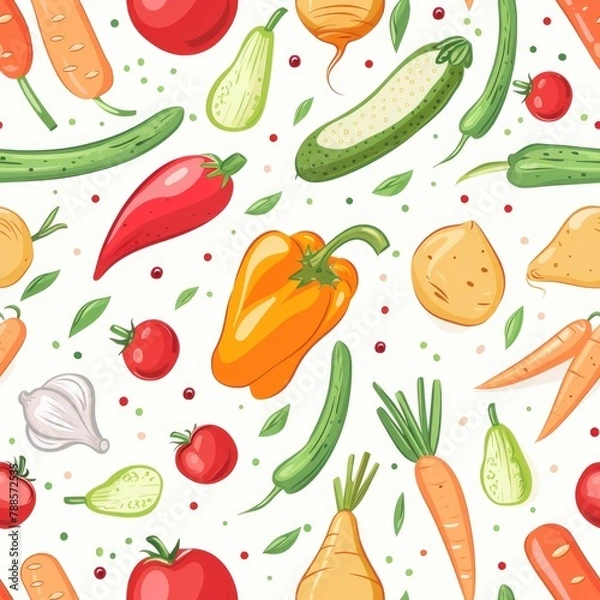 Fototapeta Fresh variety of vegetables suitable for food and health concepts