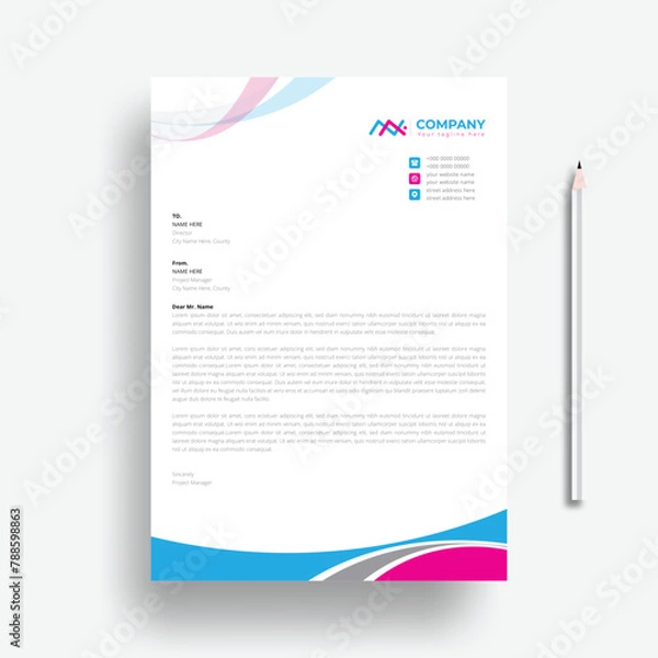Fototapeta Modern Creative & Clean business style letterhead bundle of your corporate project design.set to print with vector & illustration. corporate letterhead 