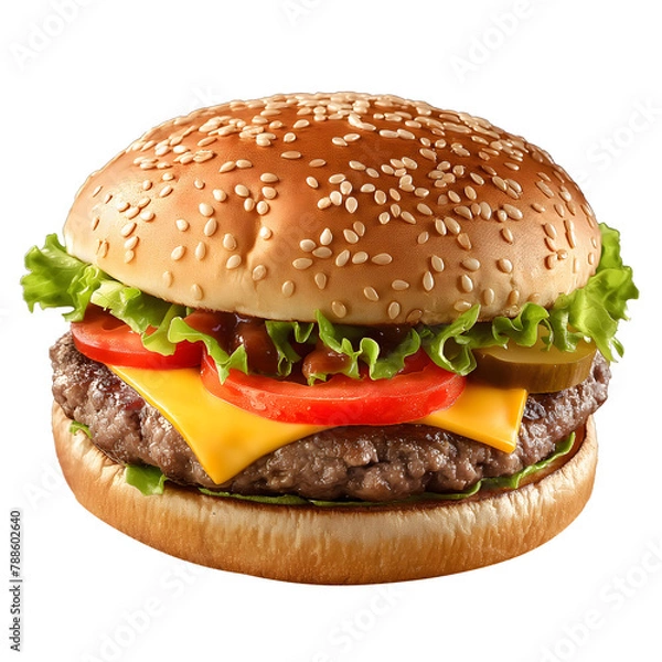 Obraz Sesame Seed Bun Classic Cheeseburger