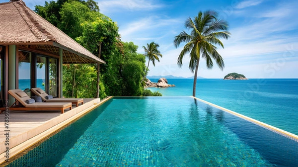 Obraz Luxurious Beachfront Villa with Infinity Pool