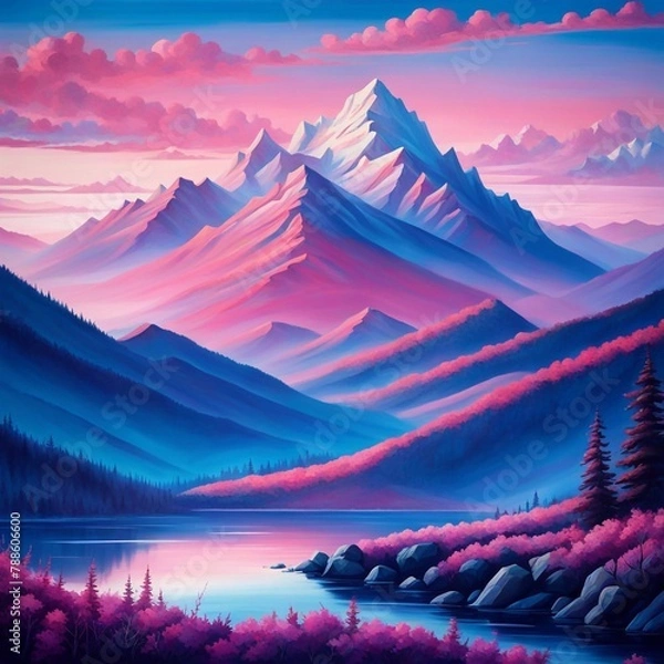 Obraz sunset in the mountains