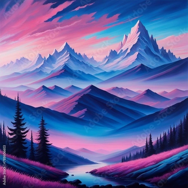 Obraz sunset in the mountains