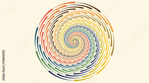 Fototapeta Abstract spiral data cycle simple thin line creative minimalist background.