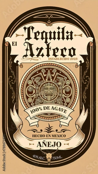 Fototapeta Aged Tequila Drink label