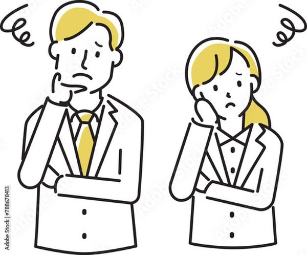 Fototapeta 定番　伝わる 人物イラスト　こんなお悩みありませんか？　新人お悩み男女