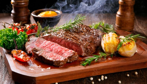 Obraz grilled steak with vegetables