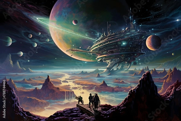 Fototapeta Astronaut in Deep space, space, space travel, astronaut space travel, traveling through space