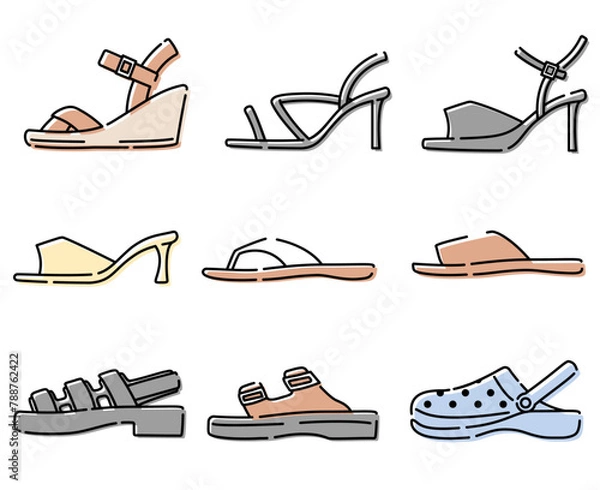 Obraz サンダルセット　カラー