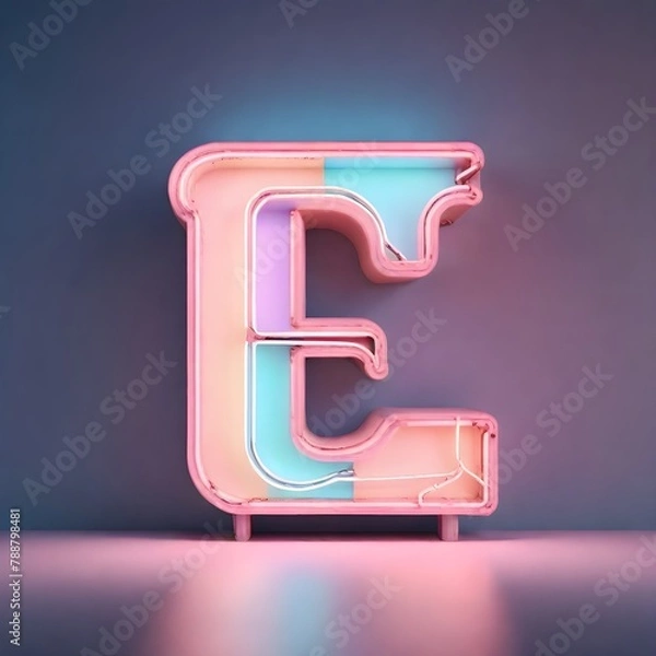 Obraz neon vintage retro letter E