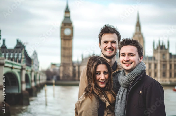 Obraz Group of young turists in London