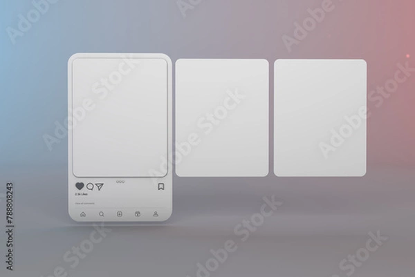 Fototapeta Instagram post interface. 3D carousel interface post on social network