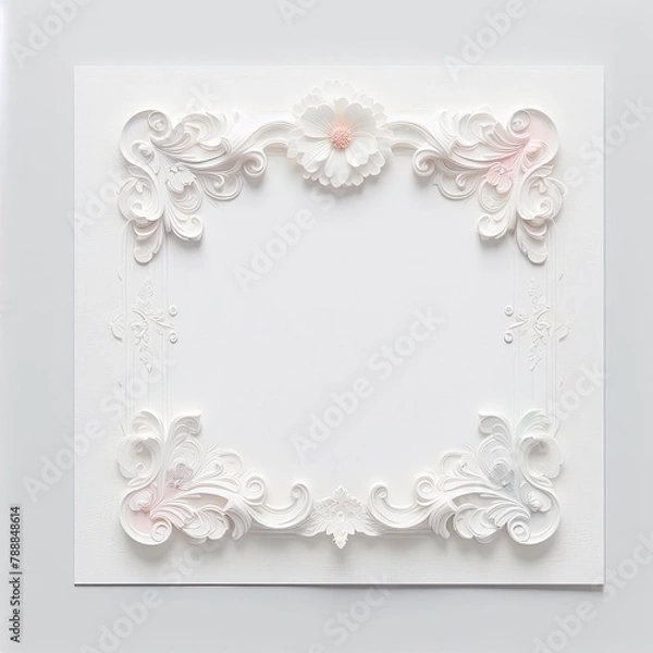 Fototapeta Ornate Floral Picture Frame paper with Generative AI.