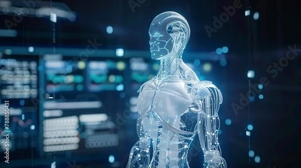 Fototapeta Future of Medicine. AI and Medical Technology for Precision Healthcare. Big data and predictive analytics 