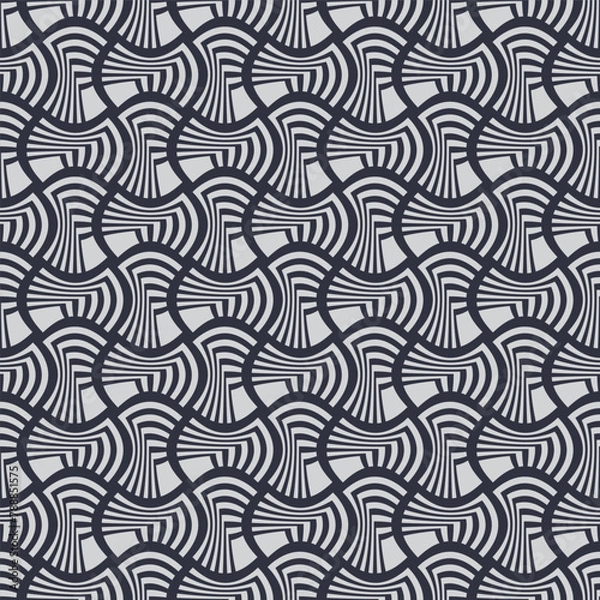 Fototapeta Retro Greyscale Interlocking Geometric Bowtie Seamless Vector Repeat Pattern