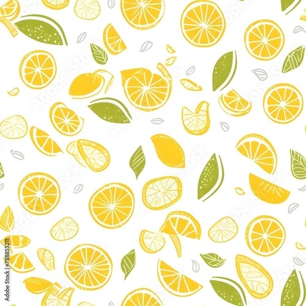 Fototapeta レモンとライムの爽やかなパターン背景素材