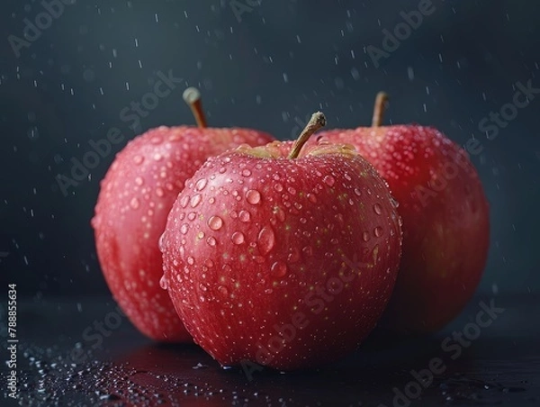 Fototapeta Red apples with water droplets