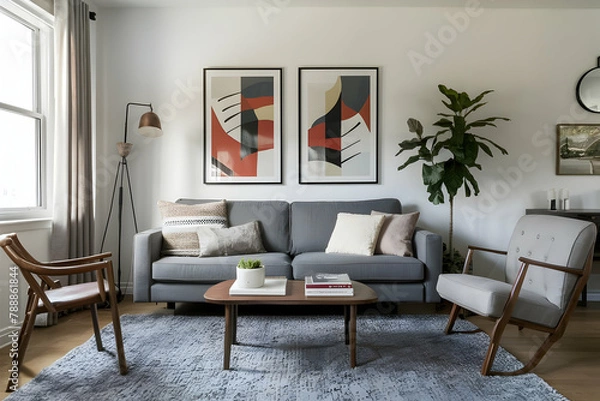 Fototapeta Cozy modern apartment living room interior design