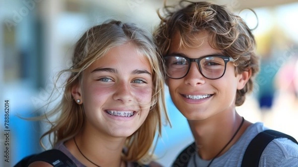 Obraz portrait of a teenager with braces