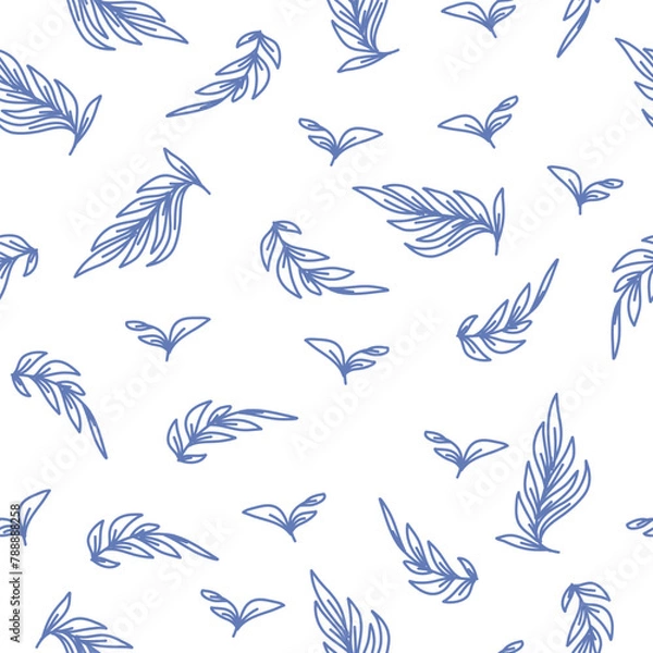 Fototapeta Handrawn leaf pattern. leaves seamless pattern wallpaper. Tropical leaf pattern background. leave background pattern. 