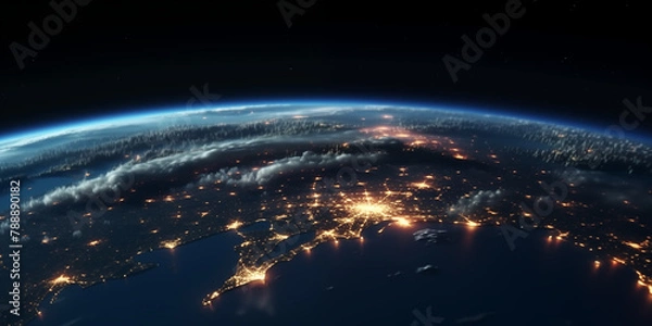 Fototapeta Glowing City Lights: Earth from Space