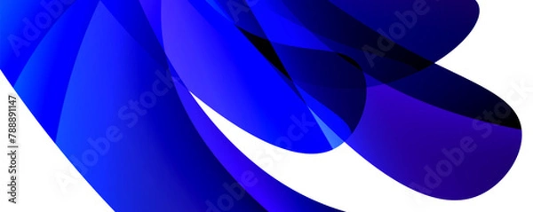Fototapeta A macro photography shot of an electric blue ribbon with a pattern of circles on a transparent material, set against a white background